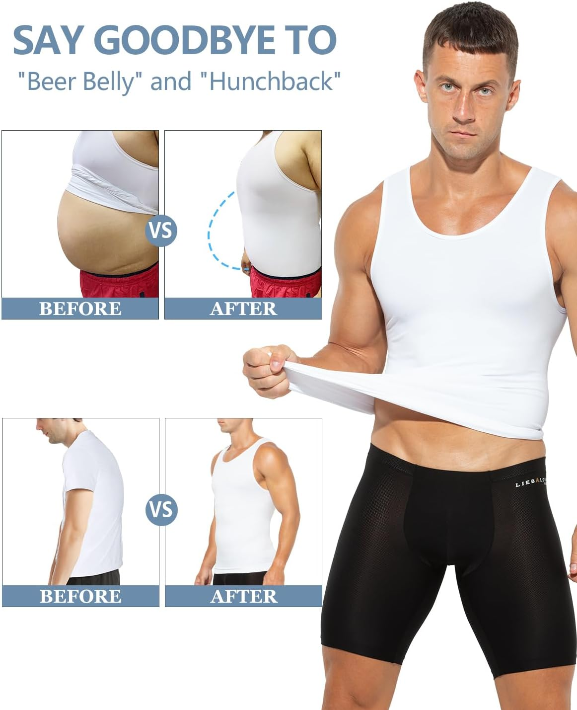 Arjen Kroos Men'S Slimming Body Shaper Vest Compression Tank Top to Hide Gynecomastia Moobs image number 2