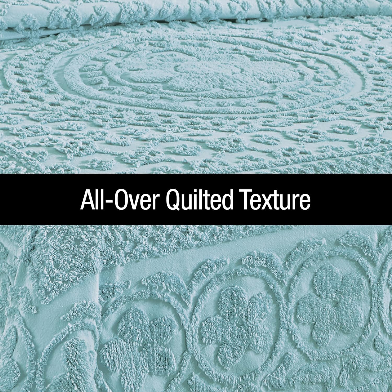 (Queen, Sage) - Calista Chenille Bedspread with Fringe Border, Sage, Queen, Cotton image number 1