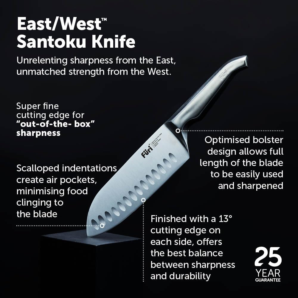 Furi Pro Wooden Knife Block Set 5 Pc, Rubberwood and Teak Knife Block with Four Premium Knives for a Superior Cutting Performance, Stainless Steel Blades, Ergonomic Reverse-Wedge, Anti-Fatigue Handle image number 6