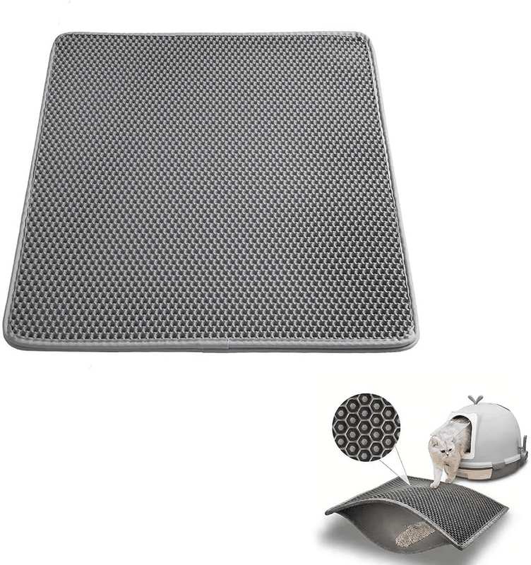 Cat Litter Mat 75X55Cm, Double Layer Honeycomb Litter Trapping Pad, Waterproof, Easy to Clean, Scatter Control, Gray image number 2