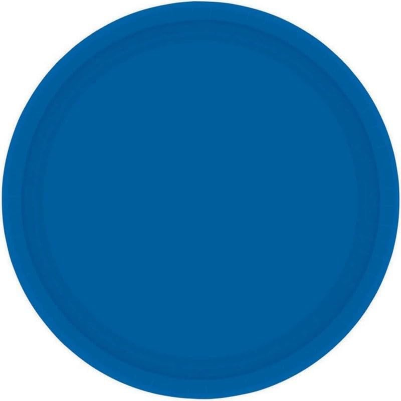 Amscan round Paper Plates 20-Pieces Set, 23 Cm Diameter, Bright Royal Blue