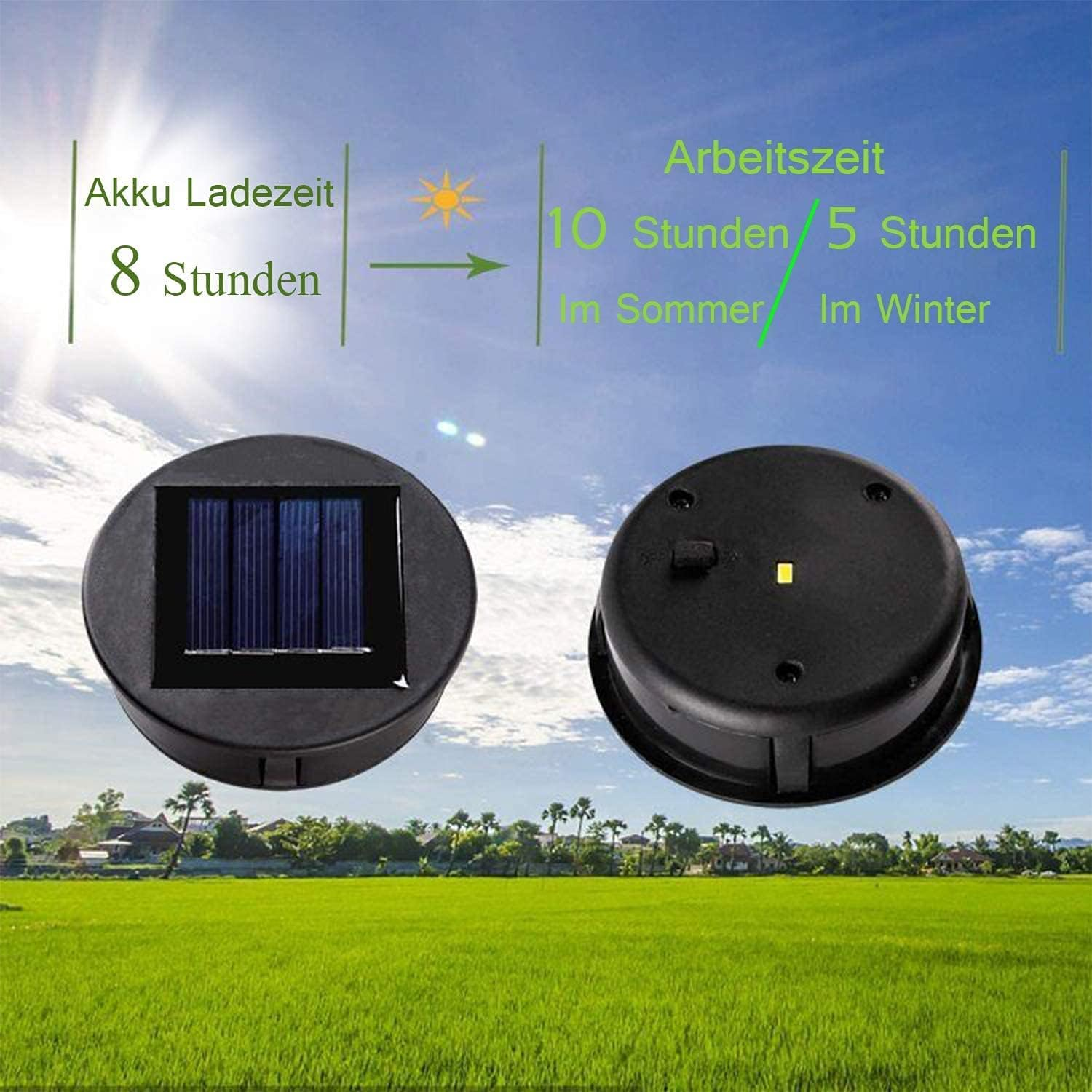 Set of 4 Solar Lights Replacement Top with LED Bulbs Solar Panel Lantern Lid Lights Replacement Top Bulb Replacement Part for Outdoor Hanging Lanterns DIY for LED Solar Lights Garden Decor image number 1