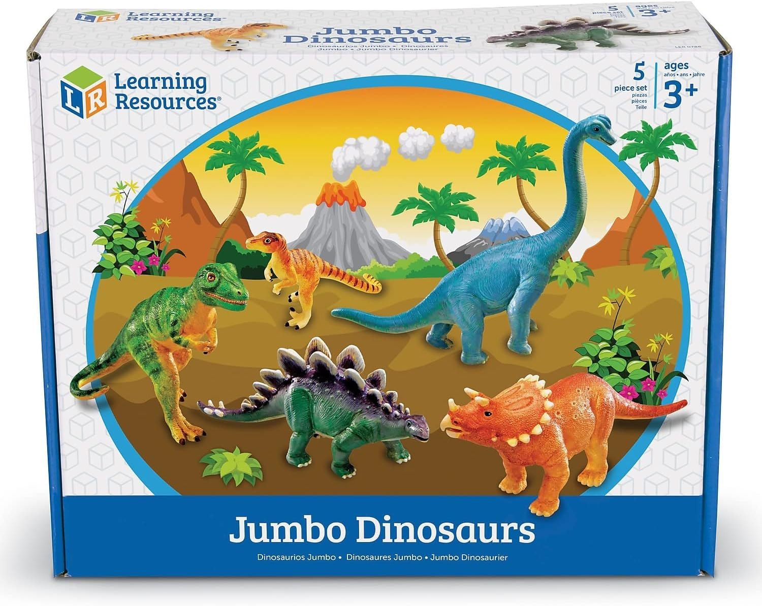 Learning Resources Jumbo Dinosaurs I T-Rex, Brachiosaurus, Stegosaurus, Triceratops, and Raptor, Dinosaur Toys, I 5 Pieces, Ages 3+ image number 1