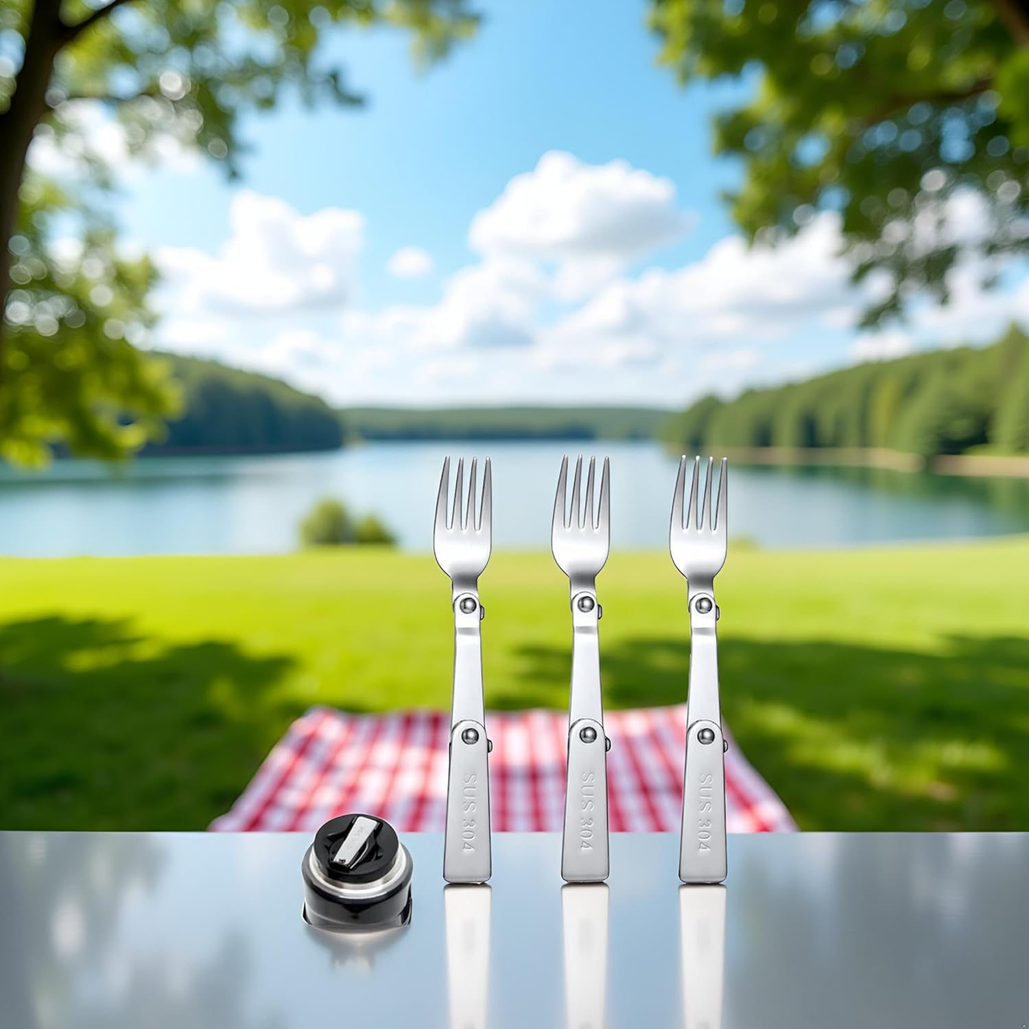 3Pcs Silver Forks Replacement for Food Jar 16 Oz, Multifunctional Foldable Replacement Portable Folding Forks Dishwasher Safe Metal Serving for Picnic School Travel Outdoor Insulated Food Jars image number 3