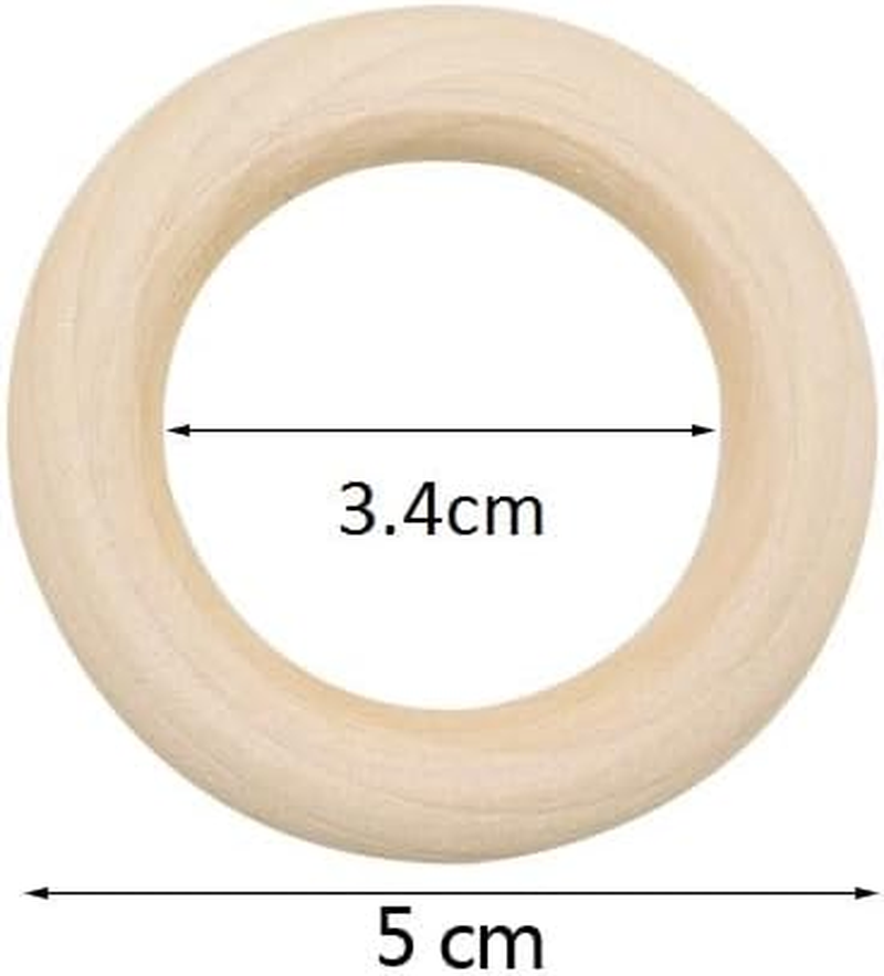HIGHROCK Wooden Rings, 20 PCS Unfinished Natural Solid Wooden Loops for DIY Crafts, Wood Circles for DIY Craft(Outer Diameter 50Mm) image number 3