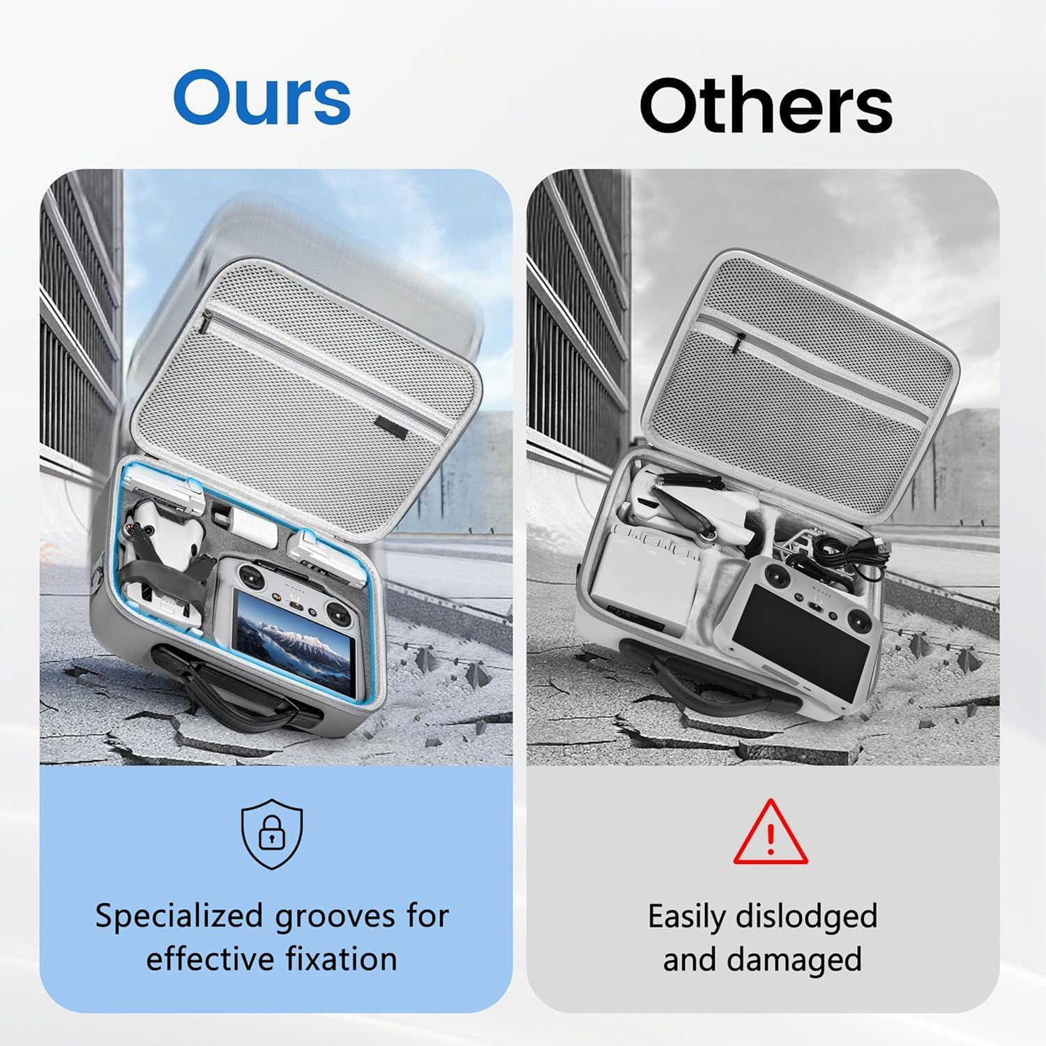 Tomat Mini 4 Pro Case, Portable PU Leather Storage Shoulder Bag for DJI Mini 4 Pro Fly More Combo Accessories（Rc 2 Controller Compatible with Three Batteries image number 2