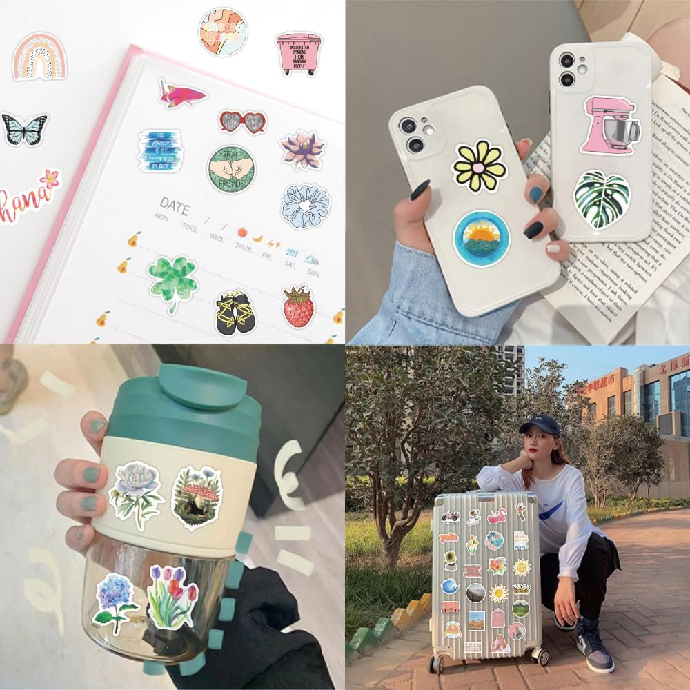 Aesthetic Stickers 200PCS VSCO Aesthetic Vinyl Cute Asthetic Stickers for Journaling,Water Bottle Sticker Pack for Teens Girls Kids image number 6
