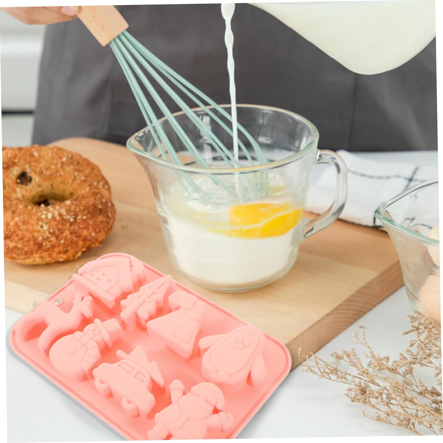 Ciieeo 2Pcs Christmas Silicone Mold Xmas Candy Sweet Mold Non-Stick Silicone Cookie DIY Christmas Treats Baking image number 2