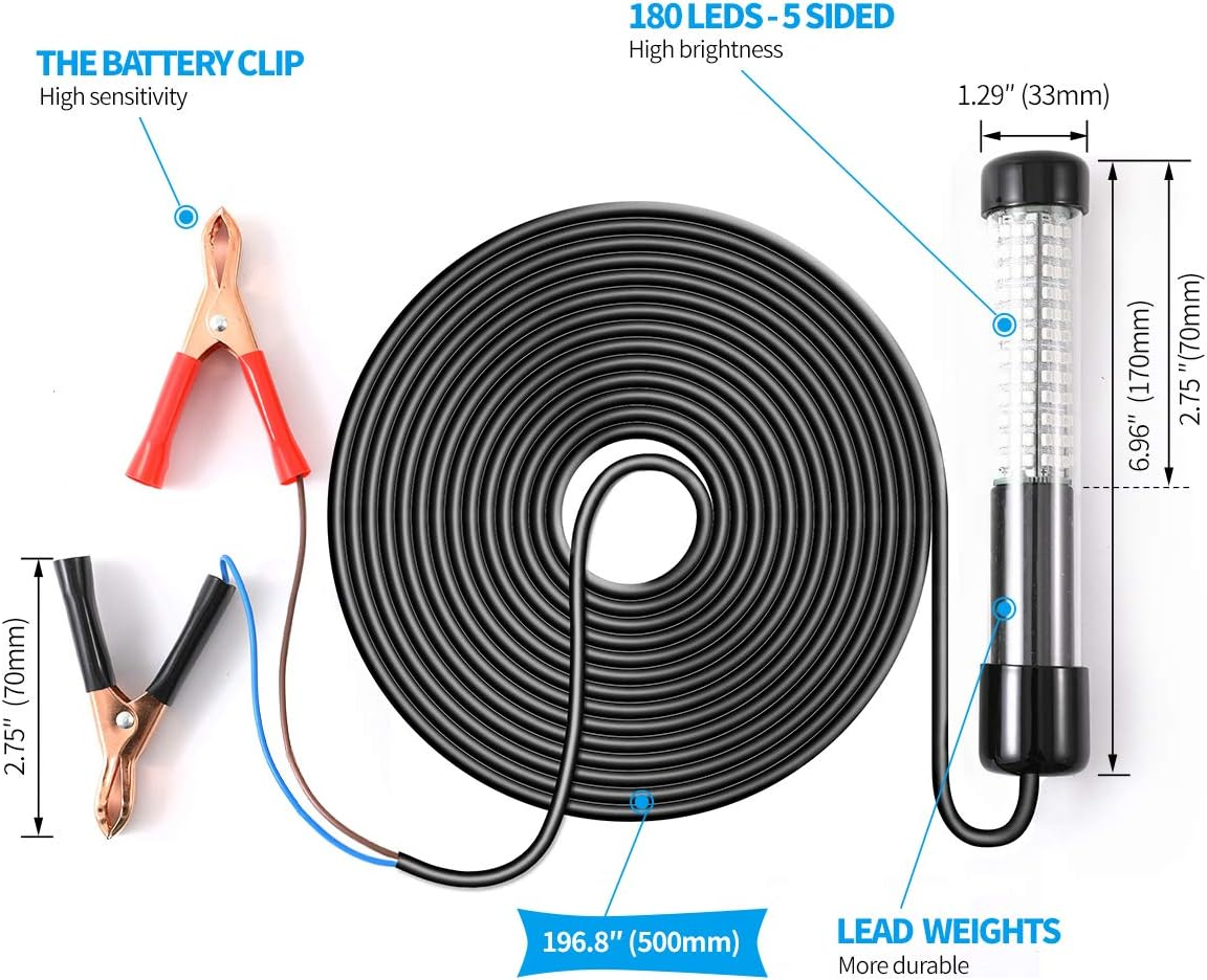 SAMDO IP68 12V LED Underwater Fishing Light 1080 Lumens Fish Attracting Light, Night Fishing Light 10.8W image number 5