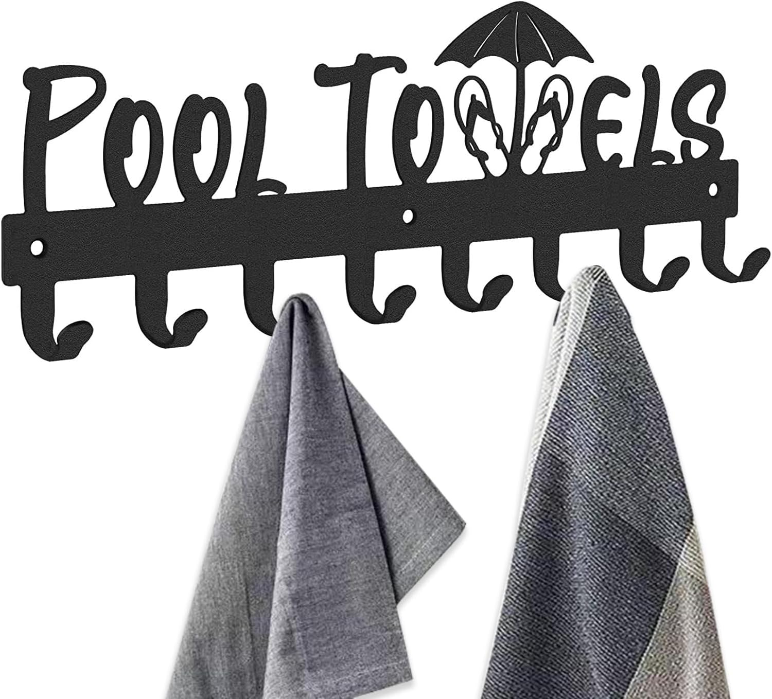 Towel Rack for Bathroom Wall Mounted, Pool 7 Hooks Towel Organizer Holder Outdoor, Towel Hanger Storage Towel, Clothes, Robe image number 6