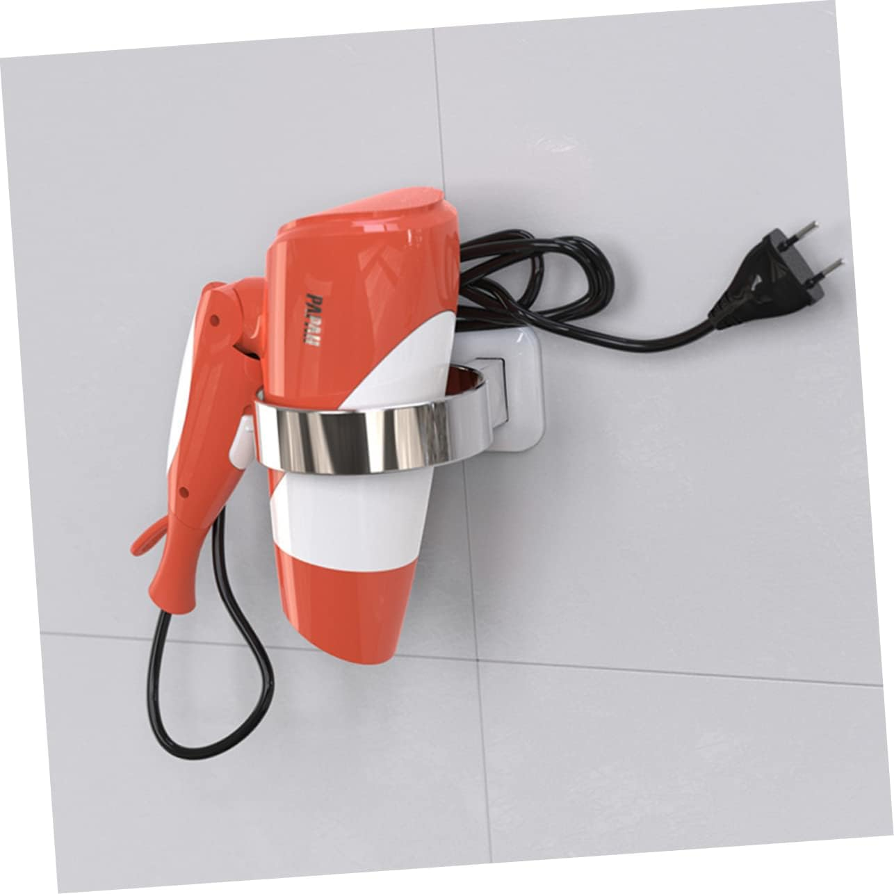 Beavorty Hair Dryer Rack Bathroom Wall Mounted No Drilling Hairdryer Holder Storage Rack for Hairdryer Home Storage Organizer image number 6