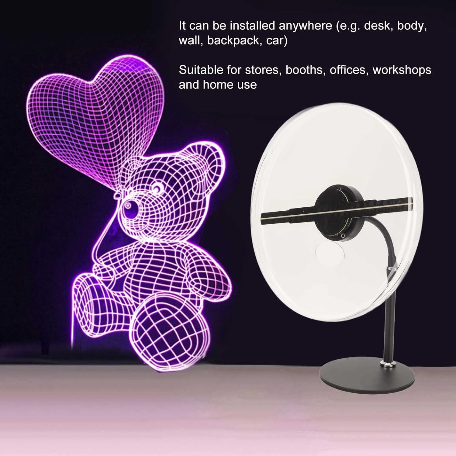 Hologram Fan, 3D Hologram Fan Projector, Wifi Holographic Advertising Display 256X1024 Resolution 256 LED Beads, with 16GB Card, Holographic for Christmas, Business, Mall, Bar image number 5