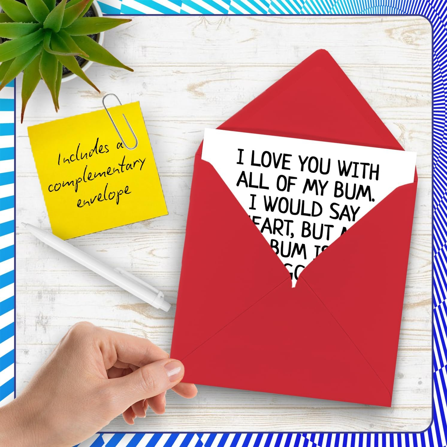 Funny Anniversary Card for Him - I Love You with All of My Bum - Valentine'S Day Card for Boyfriend Partner Fiance, 145Mm X 145Mm Greeting Cards, Birthday Valentines Card Husband from Wife Girlfriend - Ass image number 6