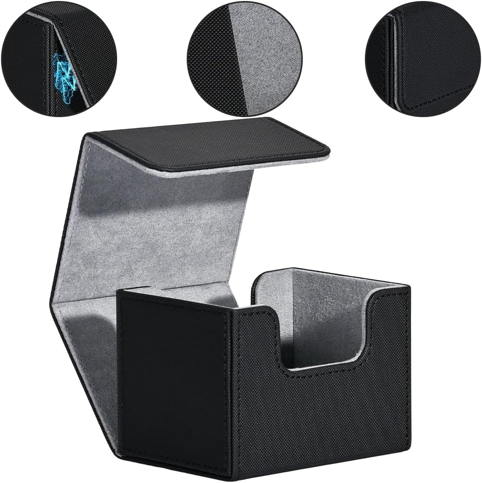 Card Deck Box for Trading Cards, MTG Commander Deck Box Holds 120+ Single Sleeved Cards, Storage Box Fits for TCG CCG Magic (Black) image number 5