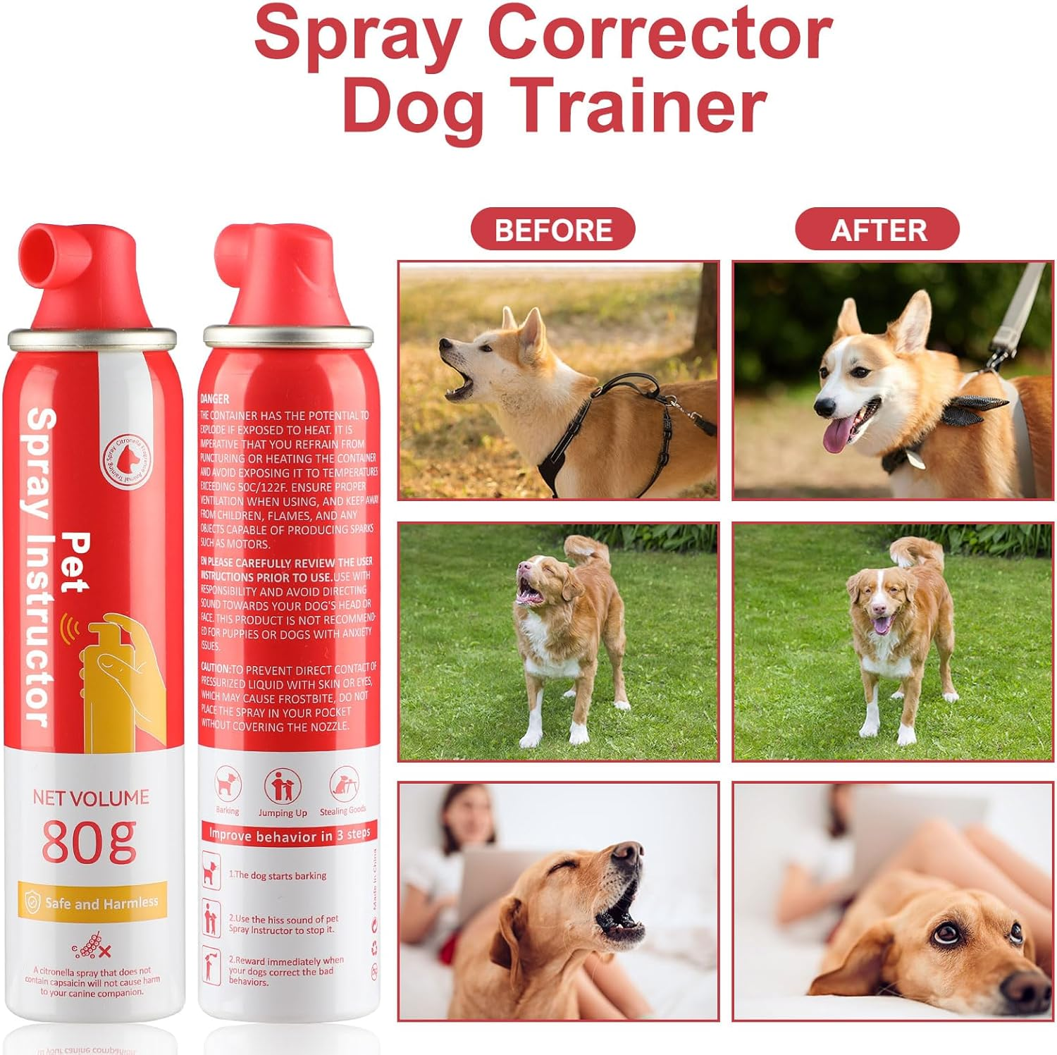 Corrector Spray Dog Trainer, 80Ml 1 Pack Dog Corrector Spray for Dogs to Stops Barking, Jumping up Attacks & Unwanted Dog Behaviour Humane Effective image number 3