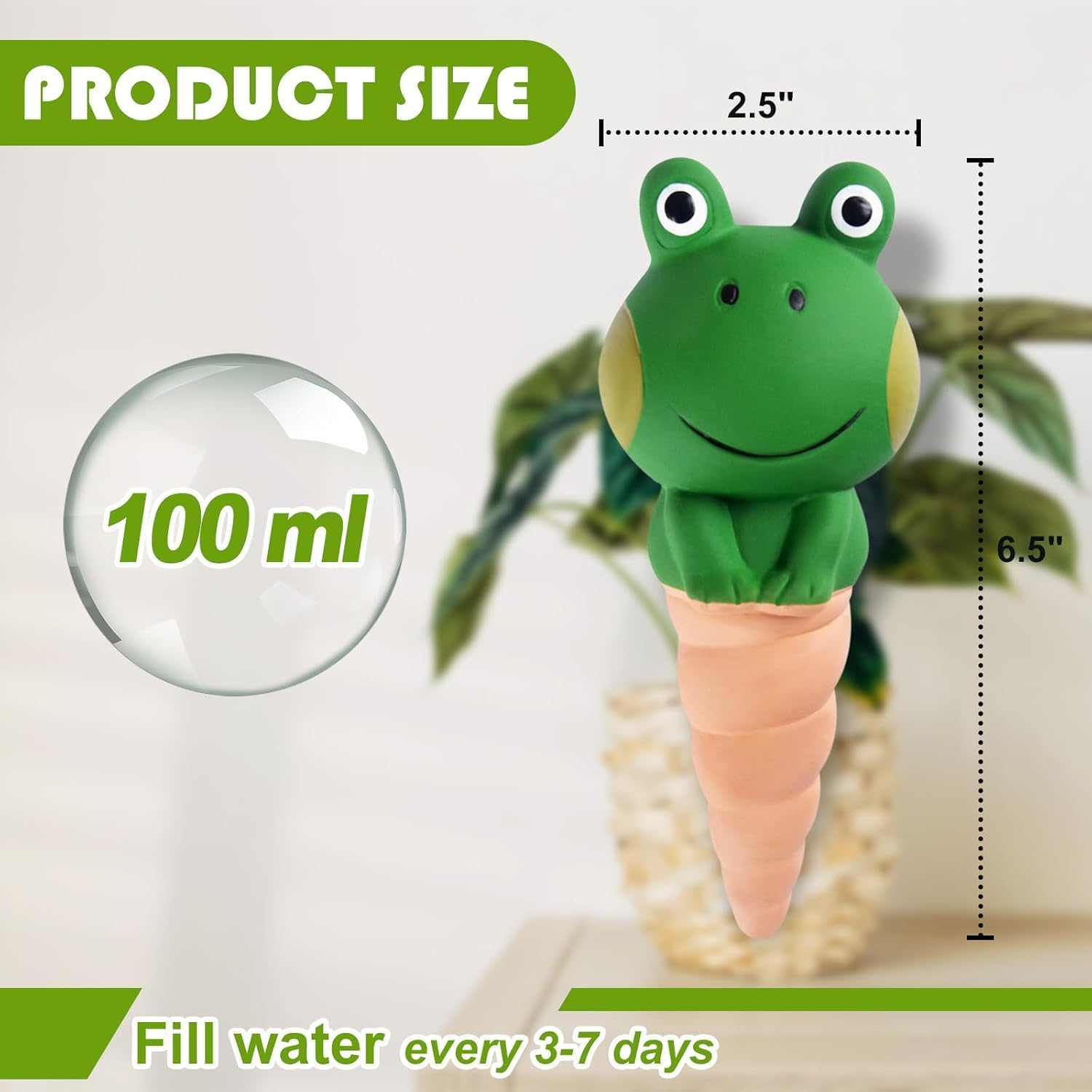 4 Pack Terracotta Self Watering Spike Frog Shape Unattended Ceramic Automatic Plant Potted Watering Stakes,Automatic Holiday Watering,Continuous Moisture,Slow Release Watering image number 4