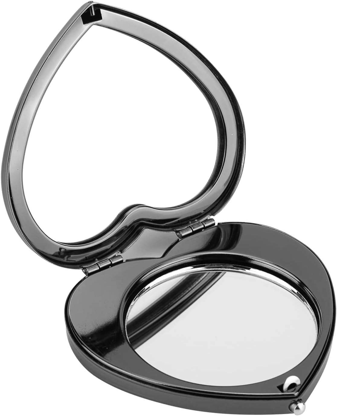 Mini Vintage Heart Elegant Makeup Mirror, Portable 1X/2X Magnifier (Black) image number 4