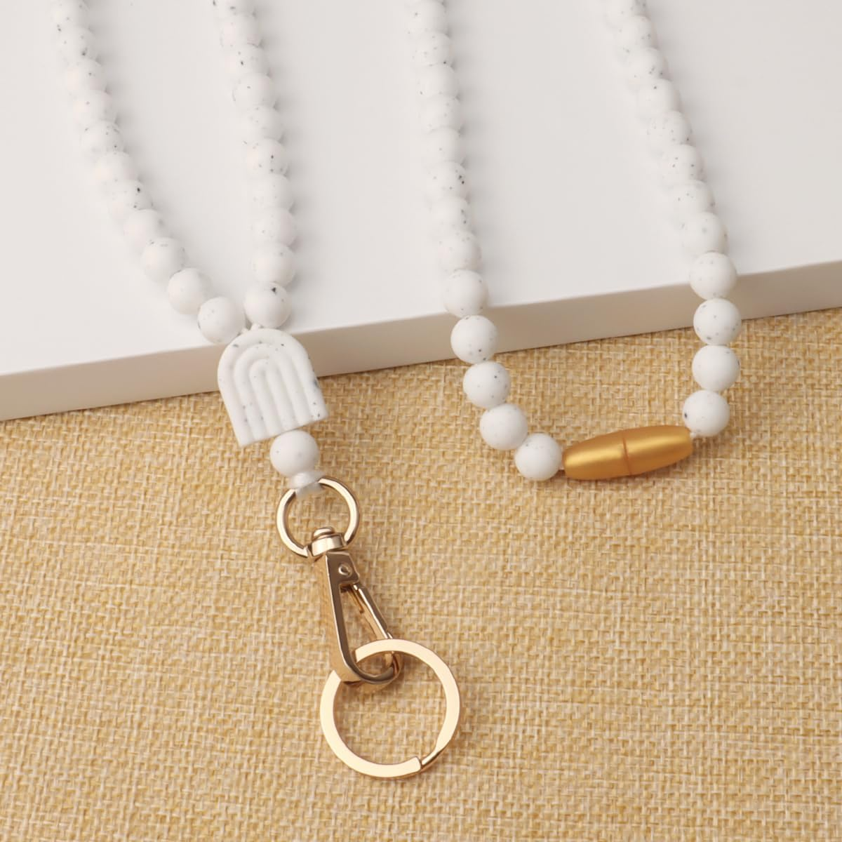 Teacher Lanyard for Id Badges and Keys Cute Silicone Lanyards Super Soft Comfortable Beaded Lanyard for Women Gift image number 5