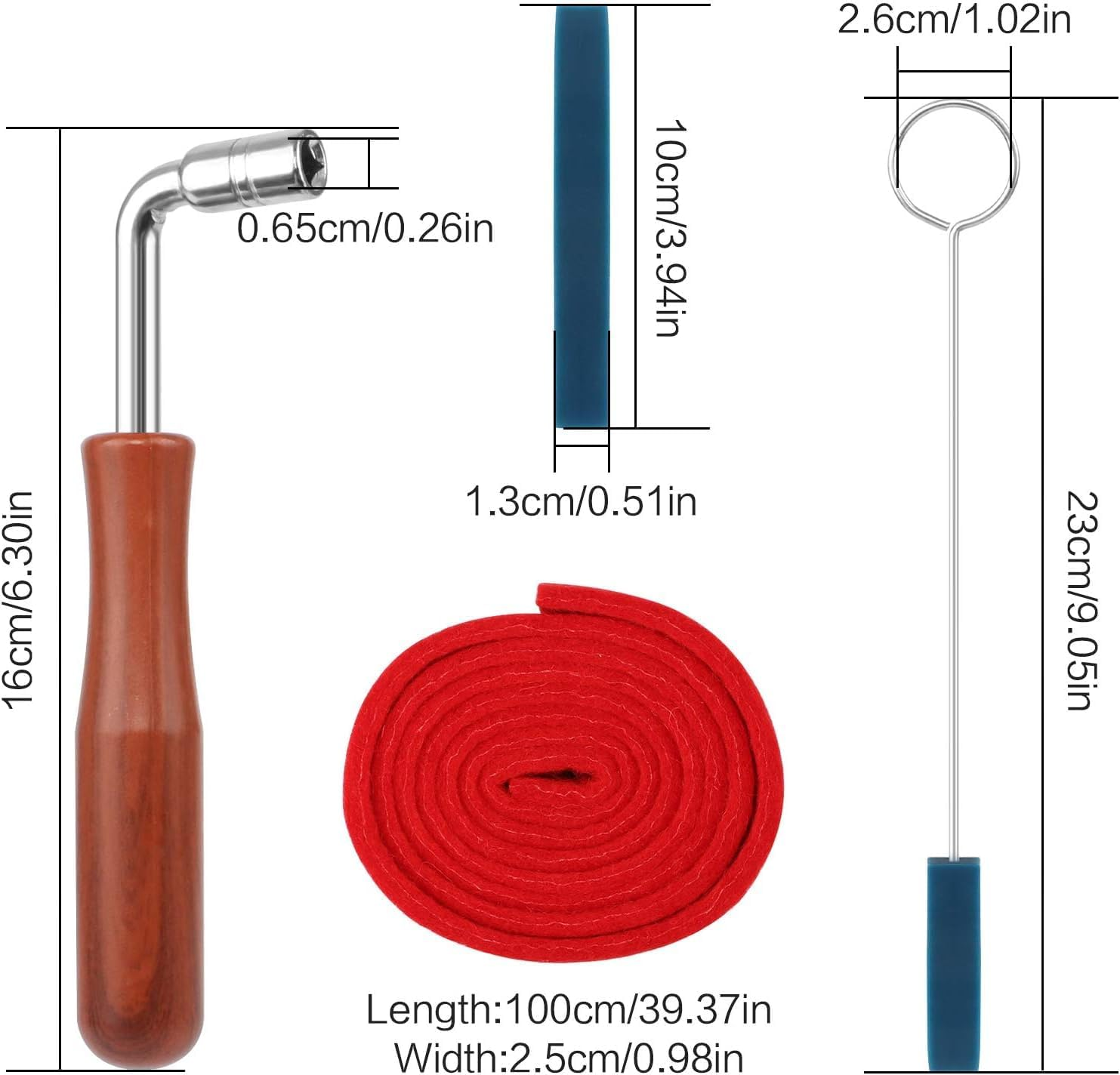 8 PCS Piano Tuning Tool, Piano Tuning Hammer Piano Tuning Wrench Professional Piano Tuner Kit Including Tuning Wrench Hammer Temperament Strip Rubber Mutes Kit Mutes with Handles image number 4