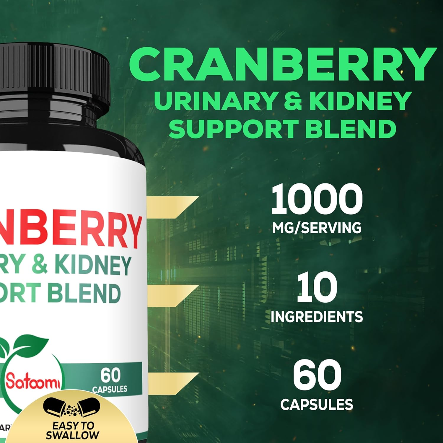 SATOOMI Cranberry Pills for Women - Combined with D-Mannose, Pine Bark, Uva Ursi Leaf & More - 60 Capsules image number 5