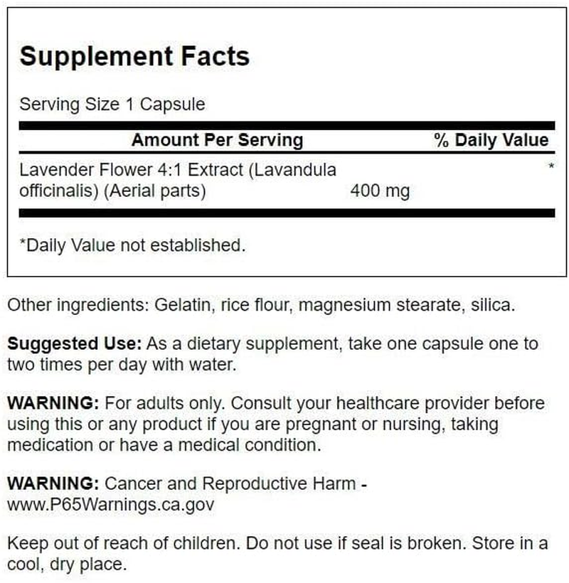 Swanson Premium Full-Spectrum Lavender Flower 400Mg 60 Capsules image number 1