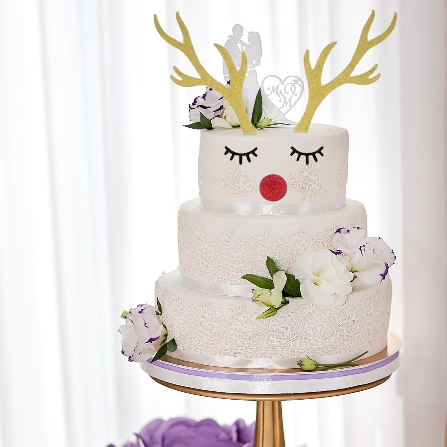 Cake Topper Cards | Cake Decoration Deer Antler Bunny Ears Cake Topper,Festive Cake Dessert Toppers Cake Decorating Supplies for Birthday Christmas image number 2