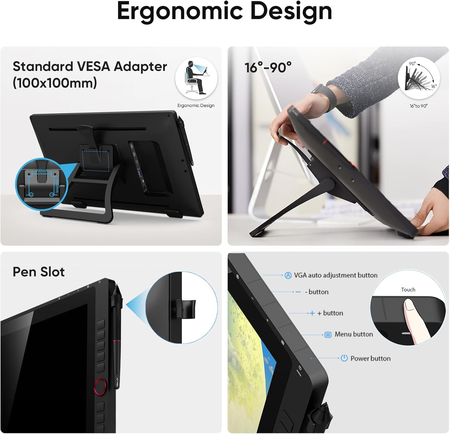 XP-PEN 22R Pro Drawing Monitor 21.5 Inch Pen Display Graphic Monitor IPS Monitor with Two Red Dial Wheels and 20 Express Keys Battery-Free Stylus Tilt Supported 88% NTSC (Adobe Rgb≧90%，Srgb≧120%) image number 2