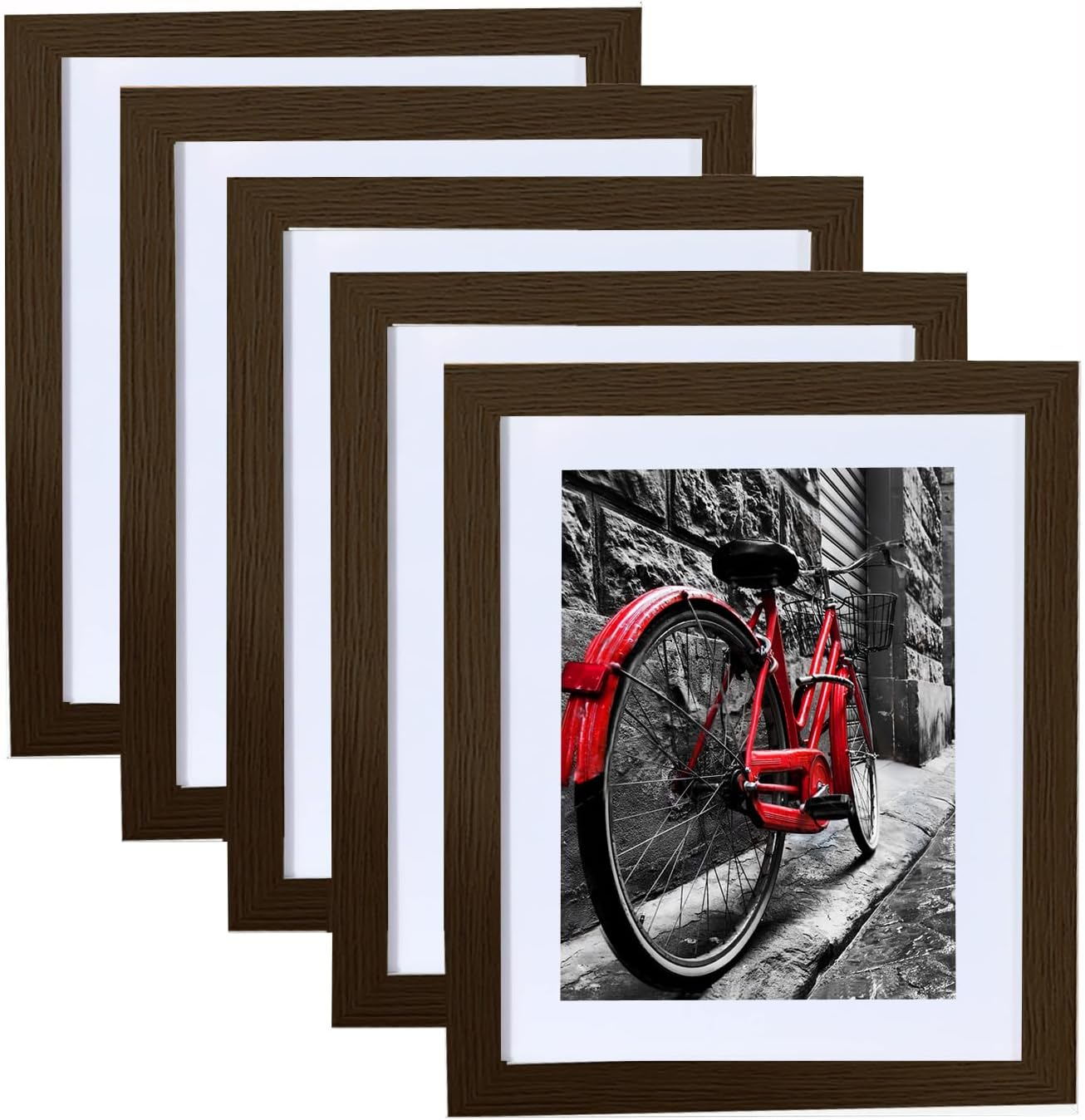 5X7 Picture Frame Set of 5, Wall Hange and Table Decor for Home,Office,Gallery, 5 Pack Poster Frames（Brown,5X7"）