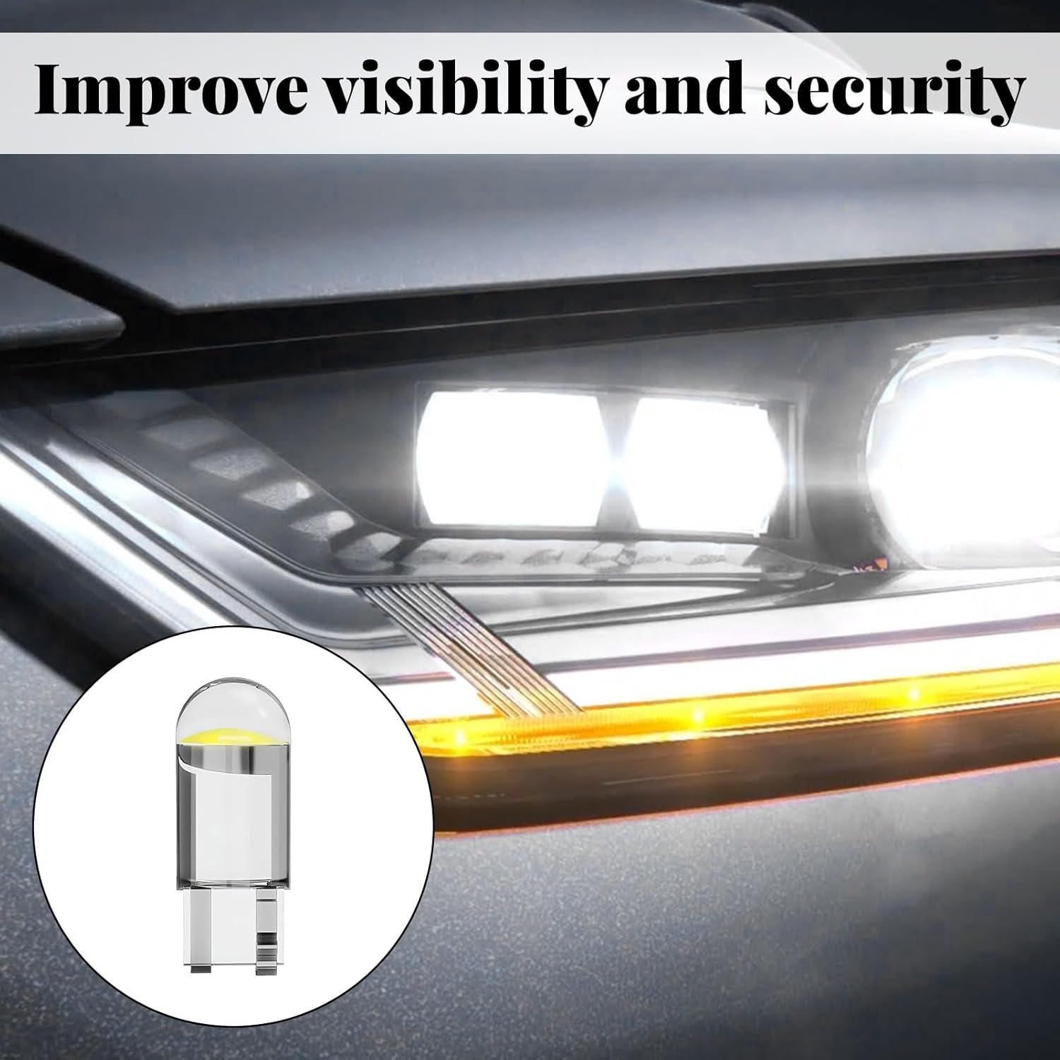 T10 Led Bulb, 20Pcs Car Led Lights Interior, Led Car Lights, Replacement Bulb for License Plate Lights, Dome Map Light, Courtesy Light Bulbs, 168 2825 T10 W5W 6000K 3030 Bright Chips LED image number 3