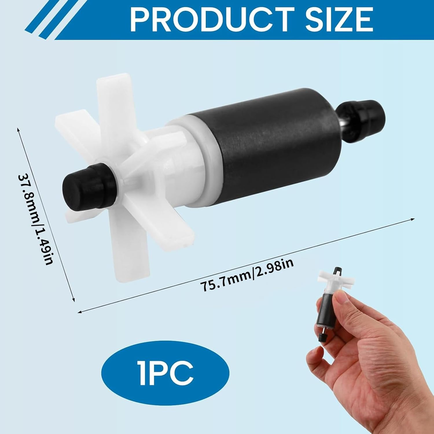 Pump Impeller and Shaft for Hydro Jet, Submersible Pump Rotor Impeller with Stainless Steel Shaft, Replacement Magnetic Filter for Lay Z Spa