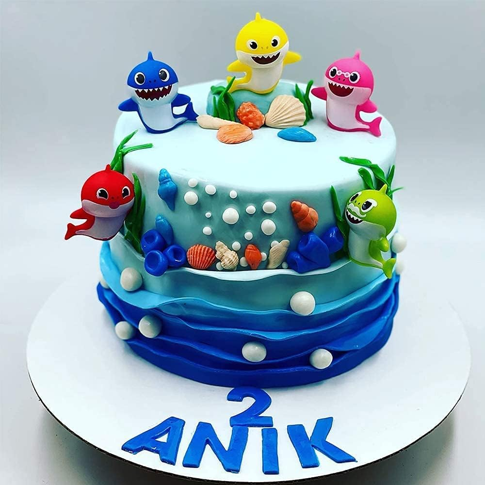 8 Pack Little Shark Cake Toppers - Shark Cake Decorations for Kids' Birthday Party or Baby Shower image number 4