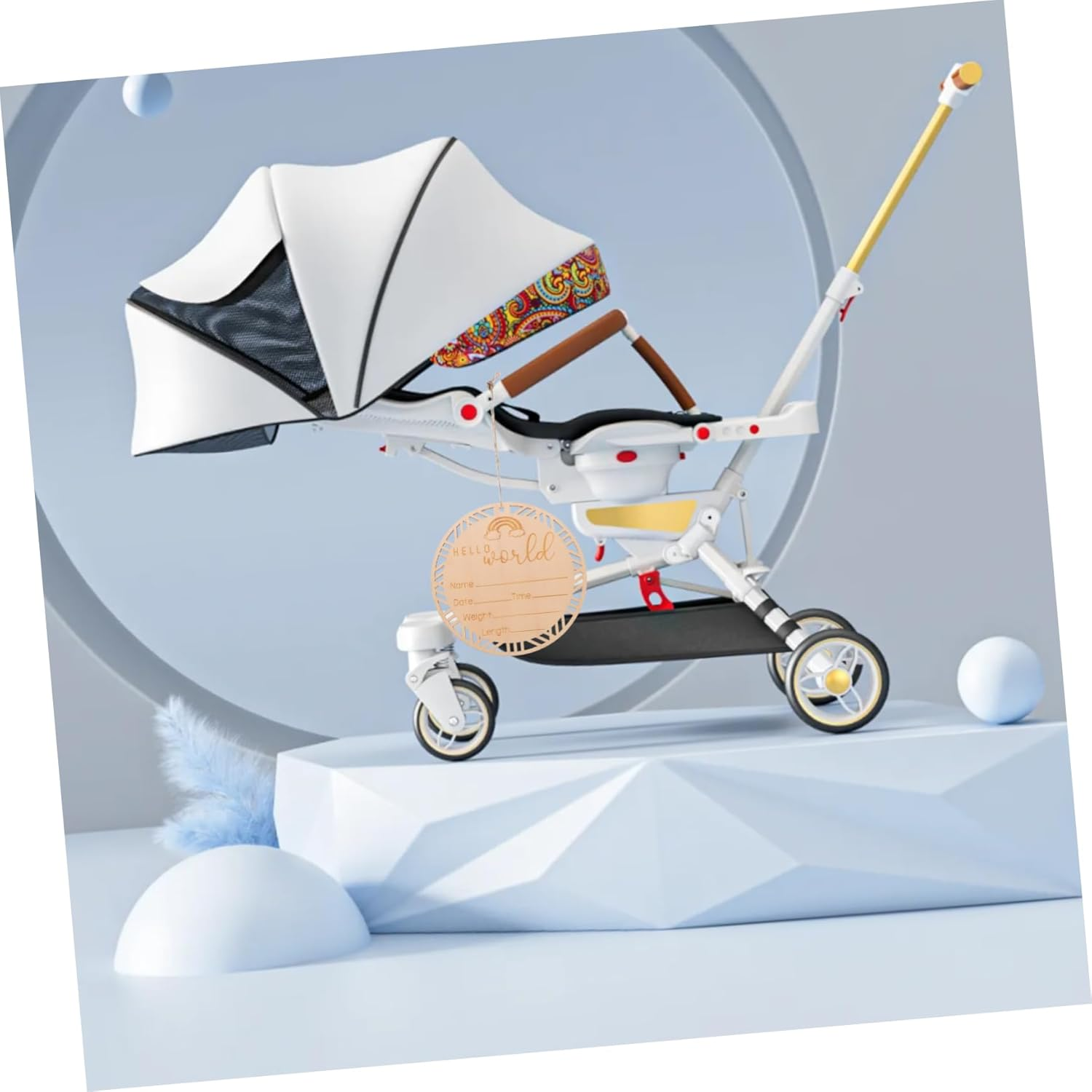 Generic Wooden Announcement Sign Smooth Polished round Nursery Decor Plaque Newborn Milestone Photo Prop for Birth Announcement and Growth Tracking Gift image number 3