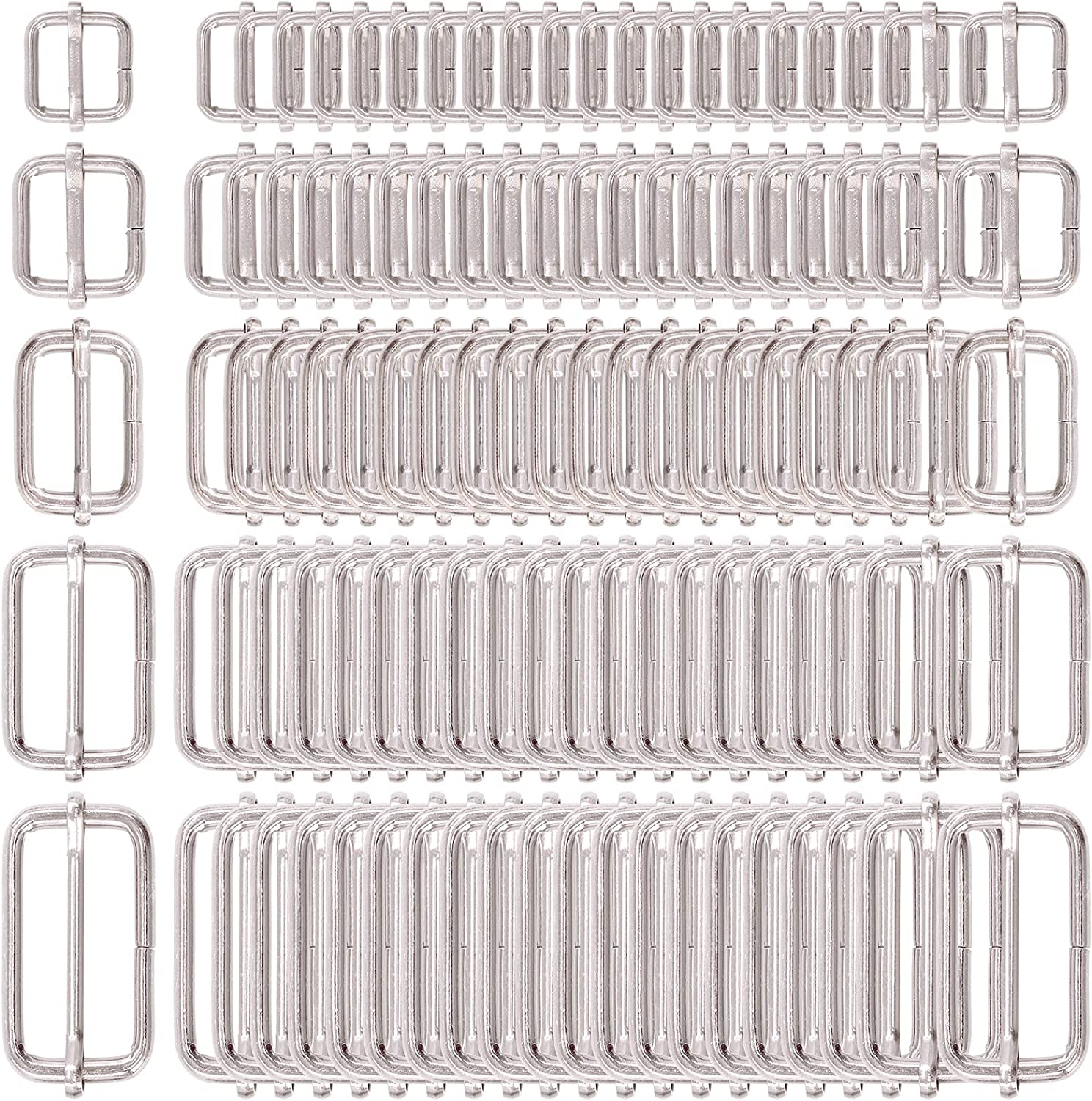 (Rectangle Ring) - Swpeet 100 Pcs Asorted Metal Rectangle Ring, Webbing Belts Buckle for for Belt Bags DIY Accessories - 13Mm/15Mm/20Mm/25Mm/35Mm