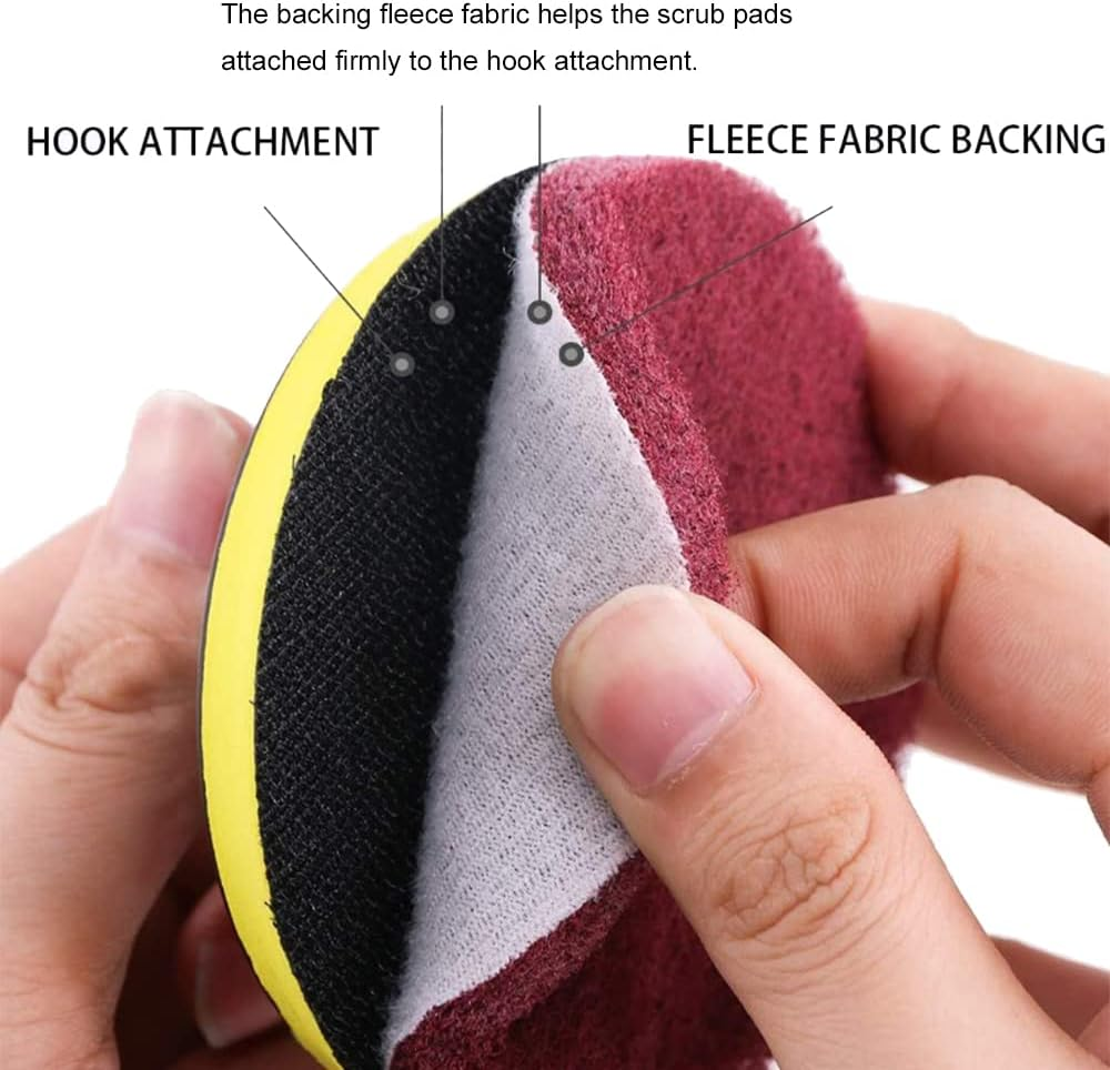 11Pcs Scrubbing Cleaning Kit 4-Inch Adhesive Plate Scrub Pads Scouring Pad Kit Compatible with Electric Drill for Carpet Glass Car Cleaning