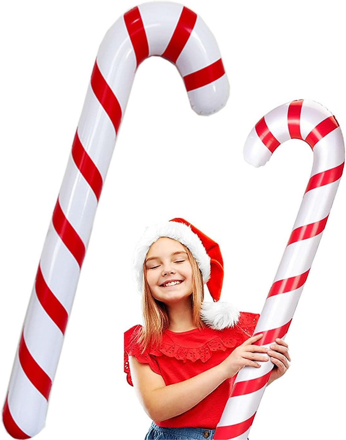 Soochat Inflatable Candy Canes Balloons Inflatable Christmas Candy Cane for for Christmas Indoor and Outdoor Party Decorations Winter Holiday Supplies (Red) - Green image number 7