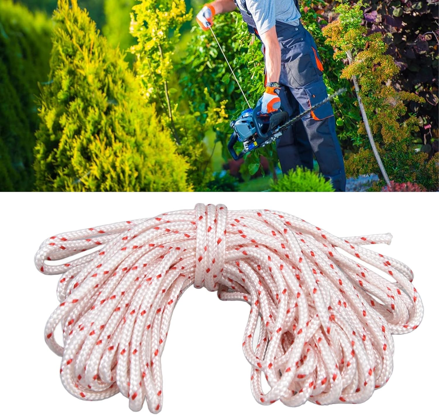 Lawn Mower Nylon Rope, Chain Saw Pull Cord Recoil Starter String Rope Replacement Edger Brush Cutter Engine Parts Cord Recoil for String Trimmer Edger Craftsmans 10 Meter(3.0Mm) image number 2