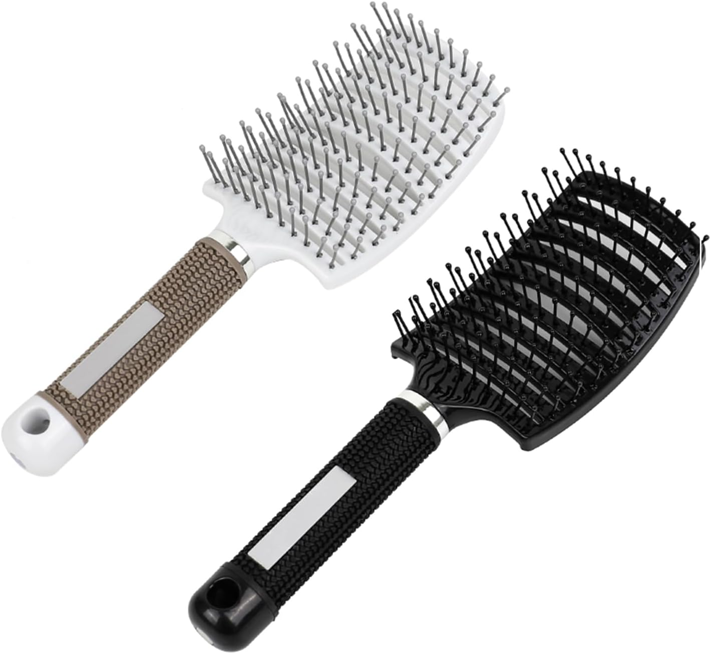2 Pcs Hairbrush, Magical Brush Curved and Vented Bristle Nylon Hairbrush (Black White) image number 5