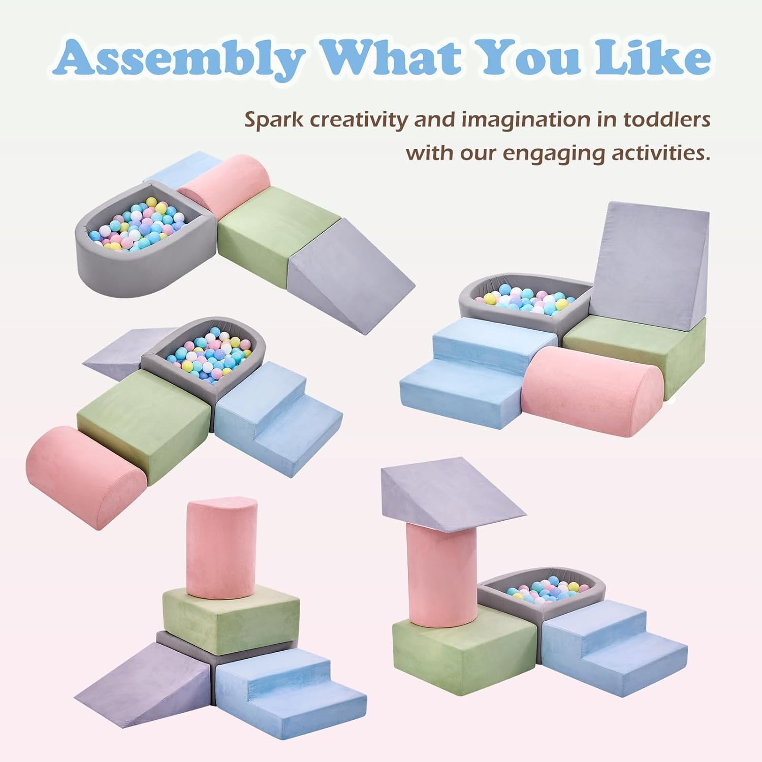 Climbing Toys for Toddlers, Foam Climbing Blocks with Ball Pit for Baby, 5-Piece Soft Toddlers Climbing Toy Indoor,Climbing Crawling Toys Soft Foam Blocks Activity Play Set(Balls Not Included) image number 3