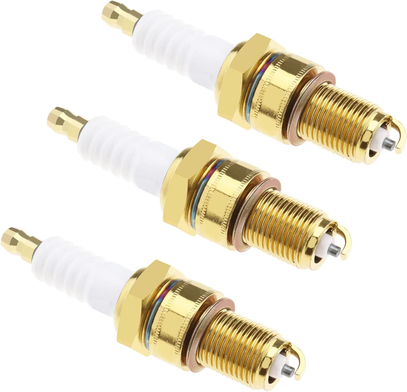 Ecsing 3Pcs F7TC Spark Plug Replacement for Gasoline Engine - Nickel-Plated Accessories for Lawnmower, Tractor, Rototiller image number 1