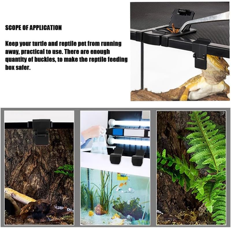 WADY 6Pcs Terrarium Lock Aquarium Lid Clips,Turtle Feeding Box Lock Buckle -Escape Reptile Terrarium Clips for Tanks Living Box Buckle 4.5 * 2.5Cm