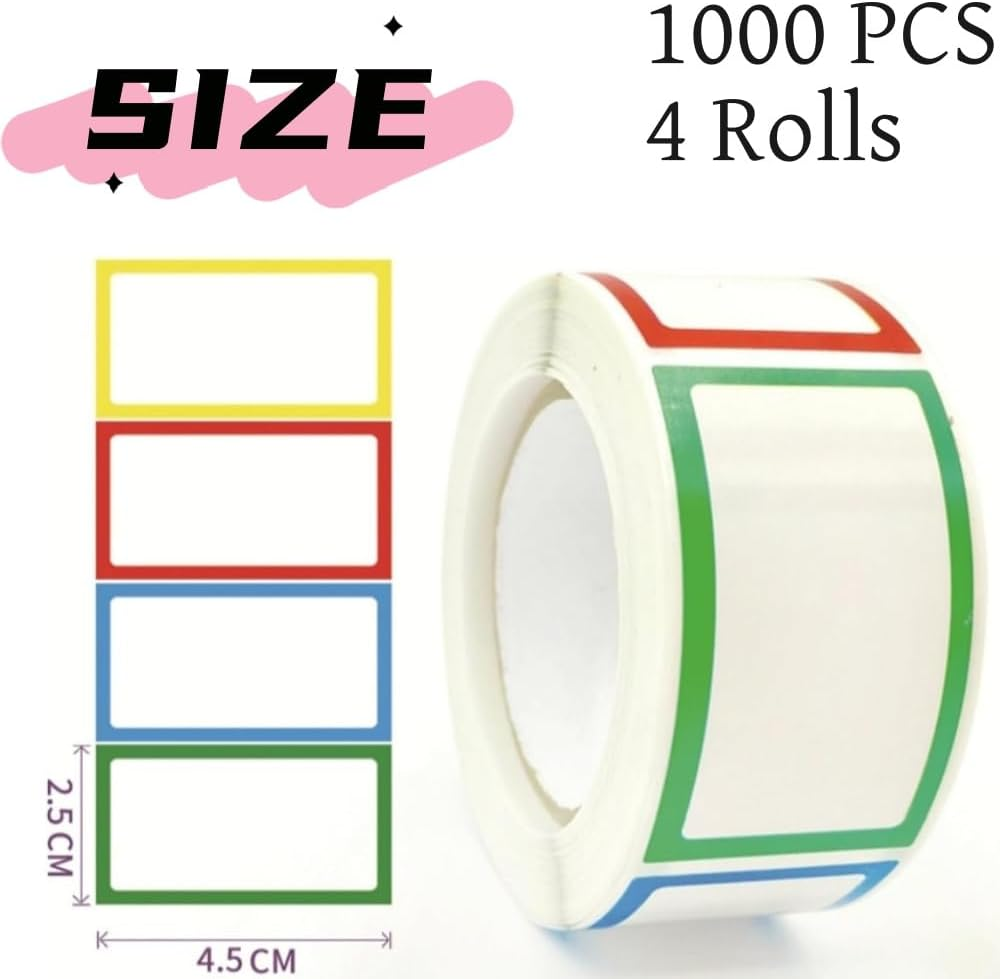 1000Pcs Adhesive Name Tag Labels Stickers, 25 X 45Mm Colored Blank Name Tag Category Tags Category Tag Stickers with Strong Adhesion for Office School and Home(4 Colors) image number 1