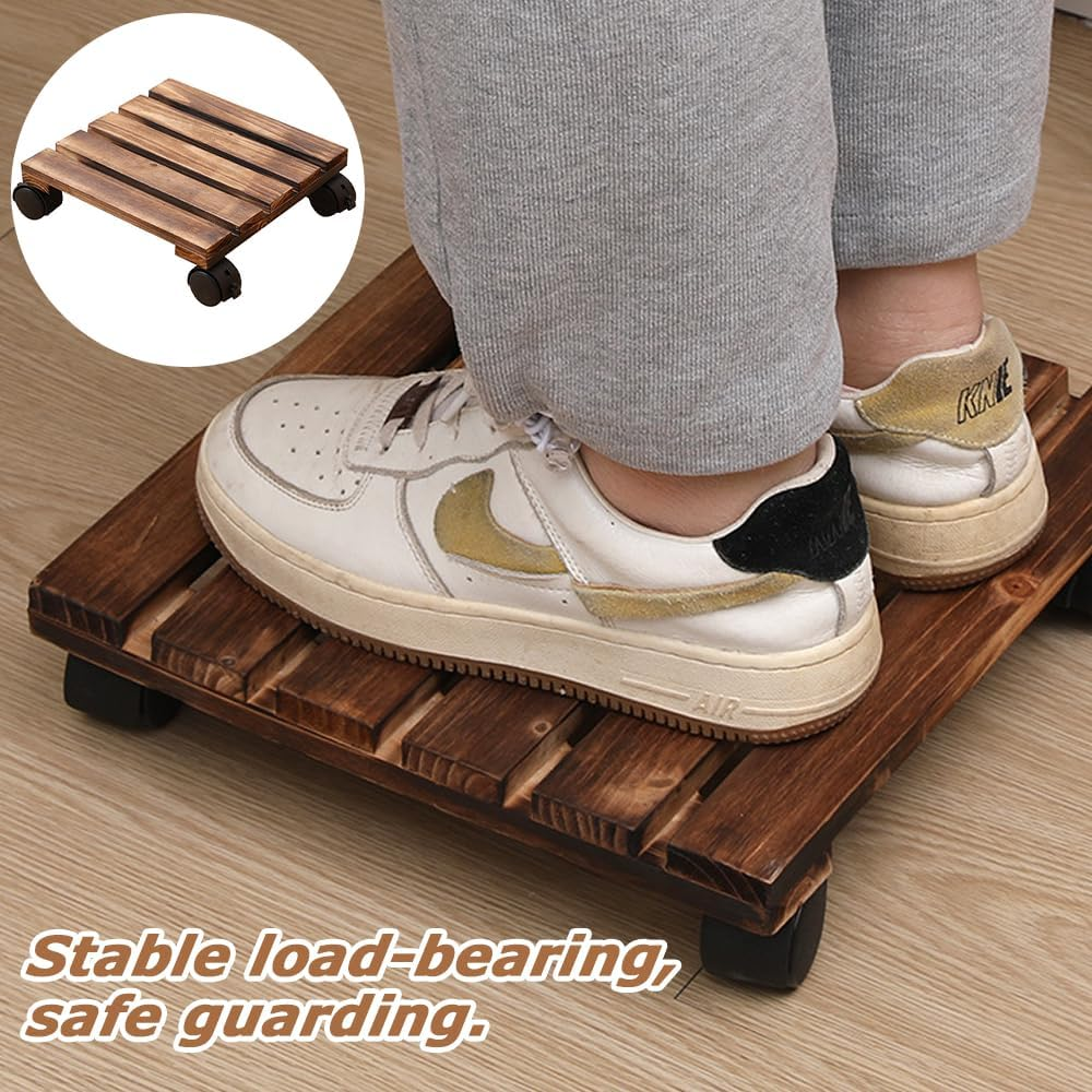 2 Pack Plant Stand,Plant Saucers,Plant Caddies,Plant Dolly Rolling,Sliding Wheels Tray,With Wheels Plant Dolly Rolling Plant Stand Plant Roller with Casters for Indoor and Outdoor,Square image number 5