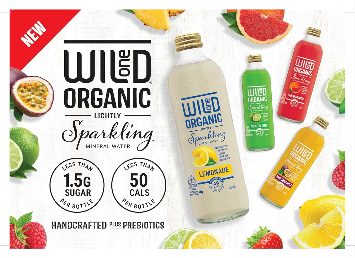 Wild One Original Strawberry and Cream Sparkling Mineral Water 12 X 345 Ml image number 1