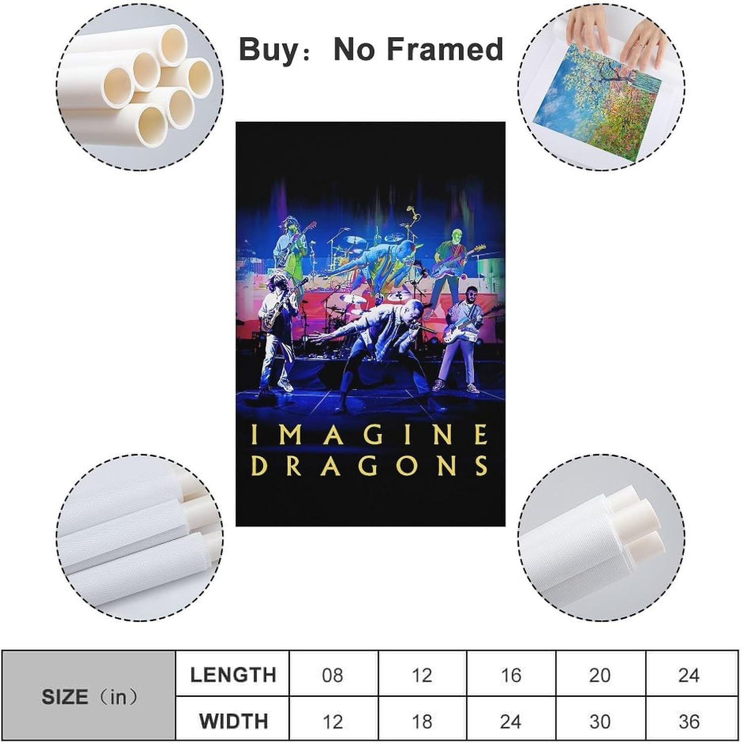 Imagine Dragons Vintage Poster Canvas Painting Wall Art Picture Home Decor Print for Bedroom Living Room Dorm Study Bar Office 12X18Inch(30X45Cm) image number 1