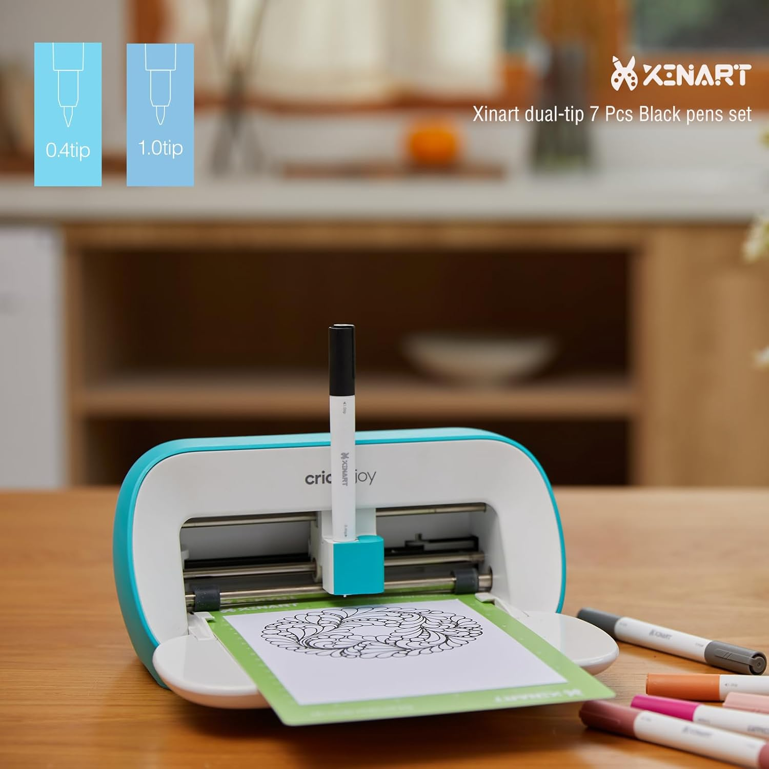 XINART Dual Tip Black Marker Pen for Cricut Joy Machines, Black Fine Point Pen 0.4 Tip and Medium 1.0 Tip of 7 Pack Writing Drawing Pens Compatible with Cricut Joy Extra Cutting Machine image number 6