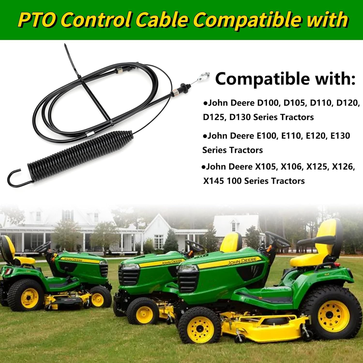 GY22387 PTO Control Cable for John Deere Lawn Mower-Blade Engagement Cable Compatible with John Deere 107S D100 D105 D110 D120 D125 D130 E100 E110 E120 E130 X105 X106 X107 X125 X126 X127 X145 image number 5