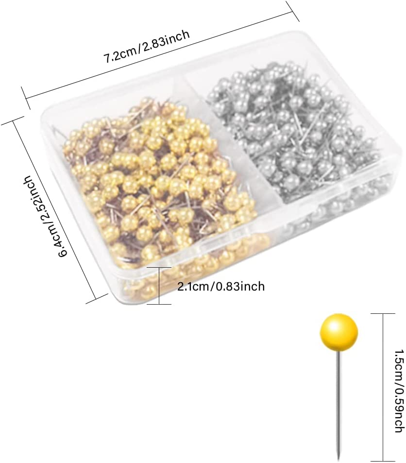 800 PCS Map Tacks 1/8-Inch Retro Metallic Color Beads, Dakuan Head Marking Push Pins for World Map, Cork Board, Fabric Marking, 4 Colors image number 6
