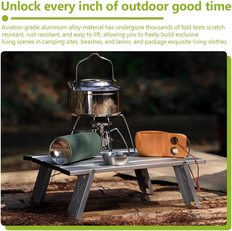 15.7"X11.4"X5.3" Ultralight Aluminum Camping Table, Portable Folding Outdoor Table, Compact Beach & Picnic Table for Travel, Tailgating & Car Camping (Silver) image number 4