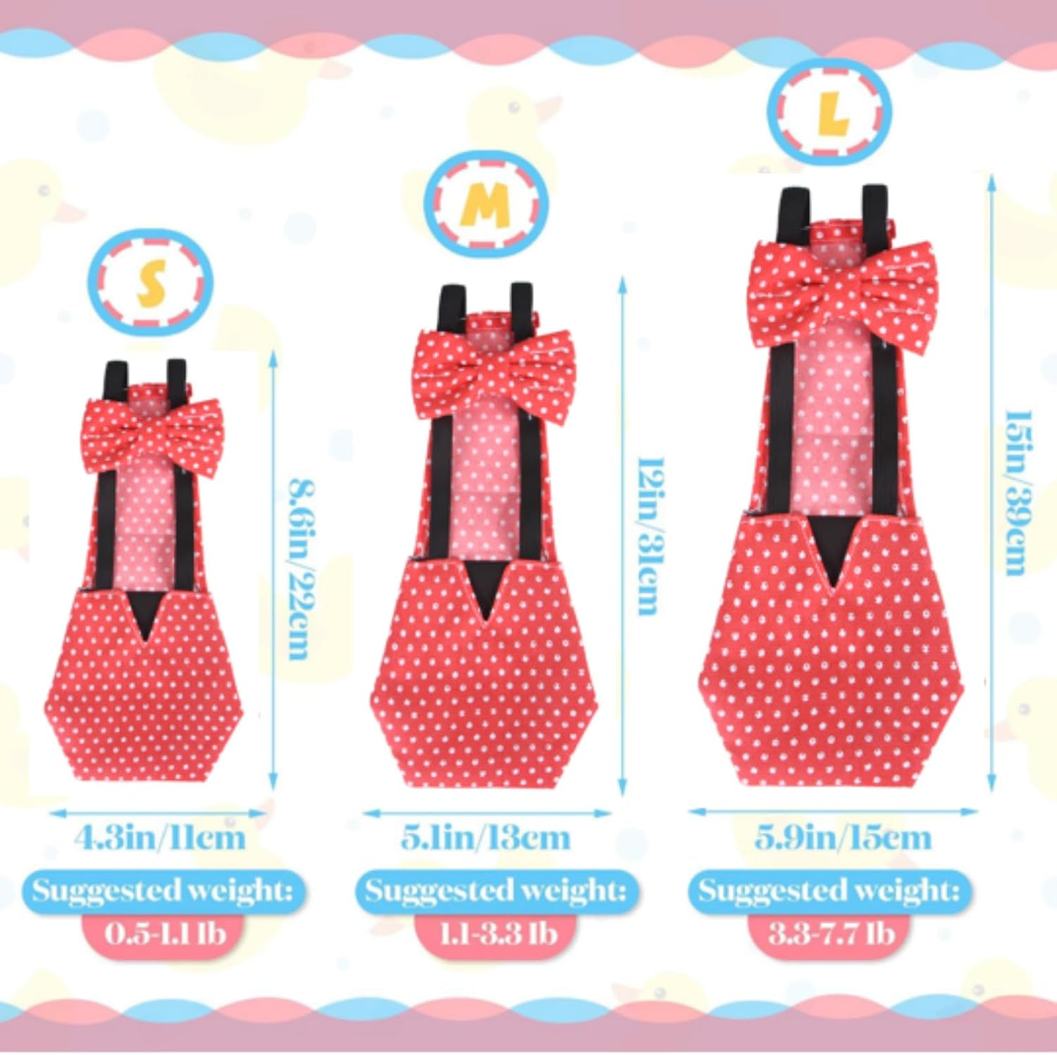 6 Pcs Washable Chicken Diapers Reusable Pet Diaper with Bow Tie for Pet Ducks Hens Goose Clothes Poultry Nappies Waterproof Adjustable for Hen Rooster Chicken(Classic,M) image number 3