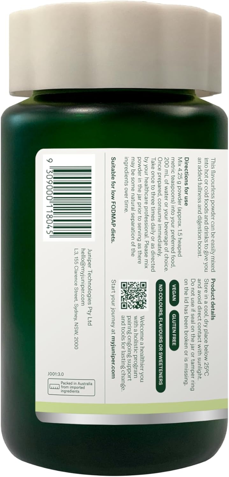 Juniper Daily Fibre Blend 180G | Flavourless Soluble Fibre Powder with Sunfiber & Solnul | Easy to Mix in Food & Drinks image number 1